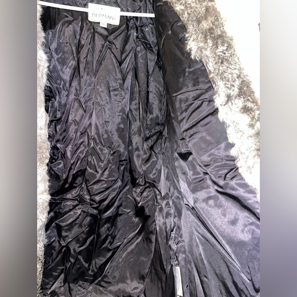 Vintage 100% Rabbit Fur Coat Jacket Gray France Women M Mobwife Glam Disco - Picture 6 of 8